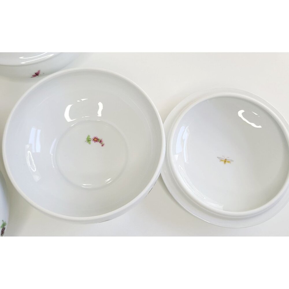 Limoges Chamart Porcelain Bowls With Lids Floral & Insect Trinkets set of 4 - Picture 6 of 16